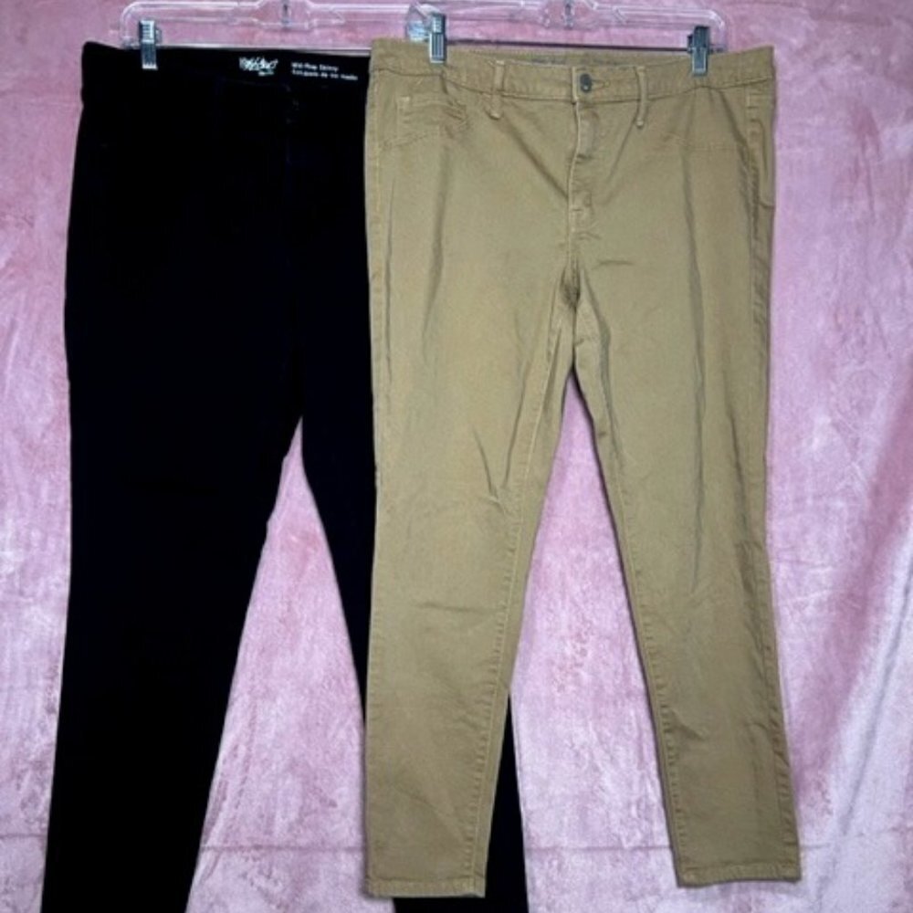 Missimo Womens (2) Bundled Black Denim And Khaki Skinny Casual Pants Size 14
